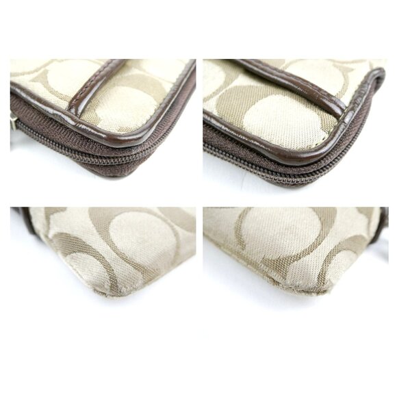 Coach Signature Khaki Mahogany Wristlet - Picture 8 of 14